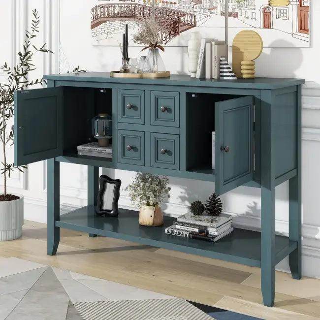 Rexm Cambridge Blue Console Table with Ample Storage - Estalios