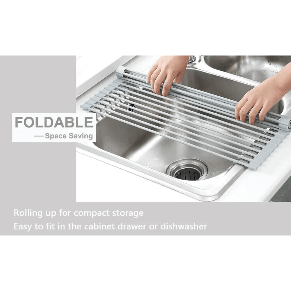 Roll Up Dish Drying Rack Over The Sink Kitchen Drainer - Estalios