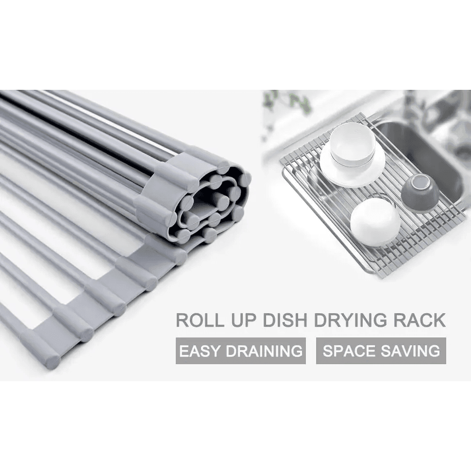 Roll Up Dish Drying Rack Over The Sink Kitchen Drainer - Estalios