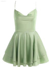 Sexy Graceful Satin Double Layer Backless Strap Dress - Estalios