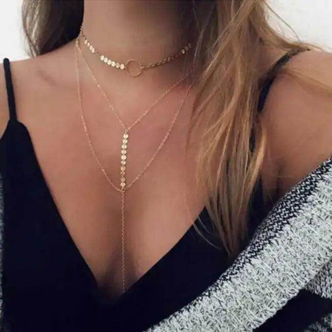 Stunning Silver and Gold Layered Necklace for Bold Style - Estalios