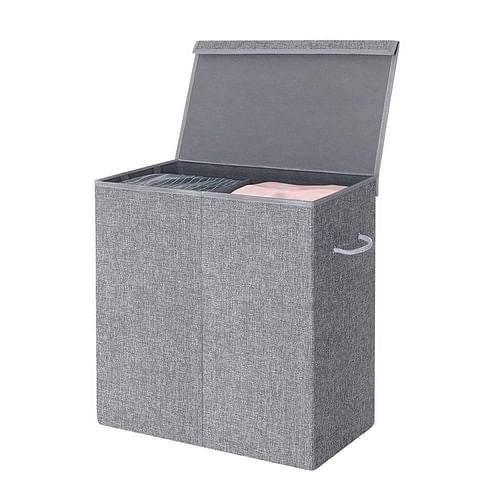 Sleek Gray Double Hamper for Effortless Laundry Days - Estalios