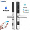 Smart Waterproof Sliding Door Lock - Ttlock App, Alexa Compatible, Fingerprint & RFID Access, Secure Aluminum Glass Lock