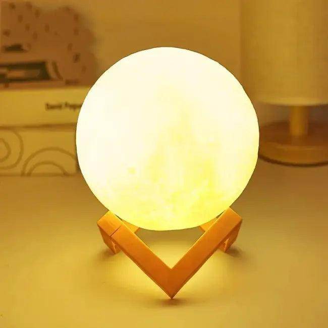 Spherical Moon Lamps on Wooden Stands for DIY Decor - Estalios