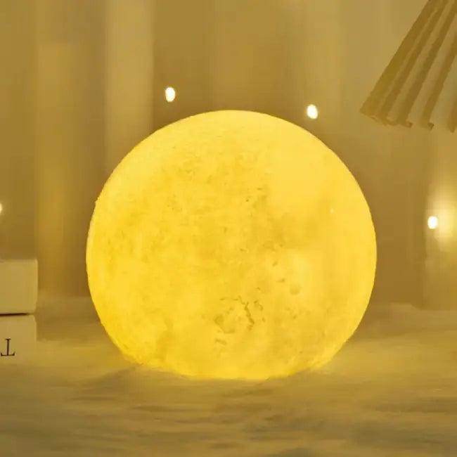 Spherical Moon Lamps on Wooden Stands for DIY Decor - Estalios