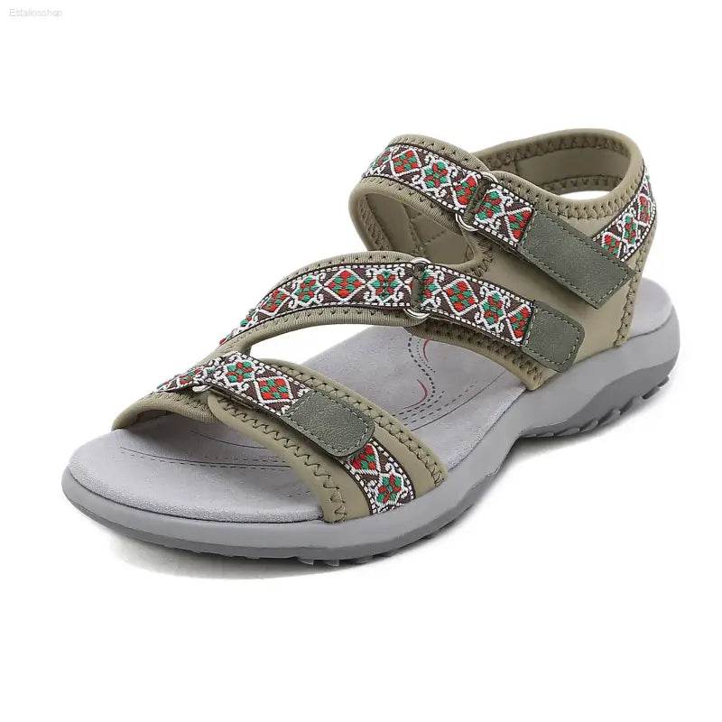 Sports Sandals With Printed Velcro Plus Size Women's Shoes - Estalios