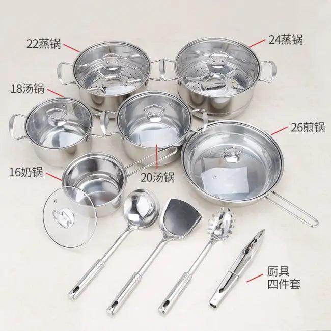 Premium Stainless Steel Cookware Set with Glass Lids - Estalios