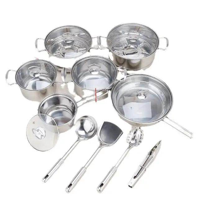 Premium Stainless Steel Cookware Set with Glass Lids - Estalios