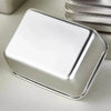 Shiny metal baking pan.