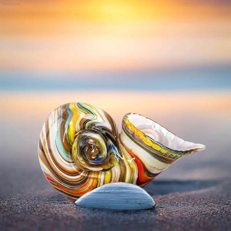 Stunning Hand Blown Glass Nautilus Conch Sculpture - Multicolor Seashell Art Figurine for Elegant Home Decor and Unique Crystal Paperweight - Estalios