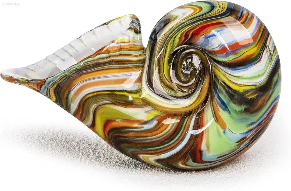 Stunning Hand Blown Glass Nautilus Conch Sculpture - Multicolor Seashell Art Figurine for Elegant Home Decor and Unique Crystal Paperweight - Estalios