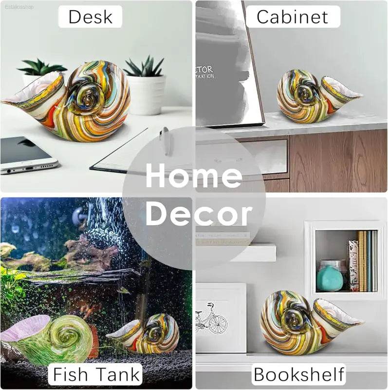 Stunning Hand Blown Glass Nautilus Conch Sculpture - Multicolor Seashell Art Figurine for Elegant Home Decor and Unique Crystal Paperweight - Estalios