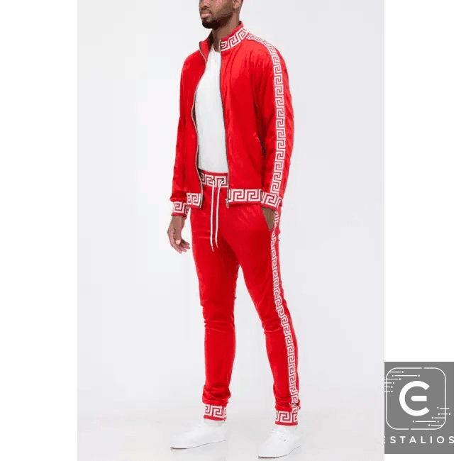 Luxe Bold Greek Key Glam Tracksuit for Stylish Comfort - Estalios