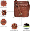 Stylish ESTALON Women's Real Leather Crossbody Purse - Adjustable Sling Strap & Medium Size Crossover Handbag - Estalios