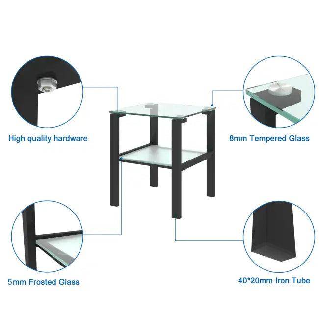 Fabulous Dual-Tier Glass & Metal Table for Stylish Storage - Estalios
