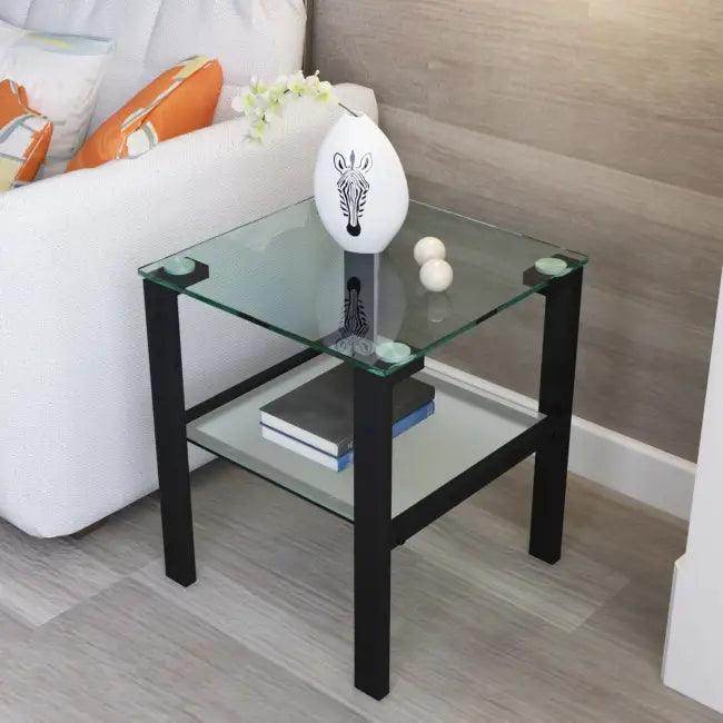 Fabulous Dual-Tier Glass & Metal Table for Stylish Storage - Estalios