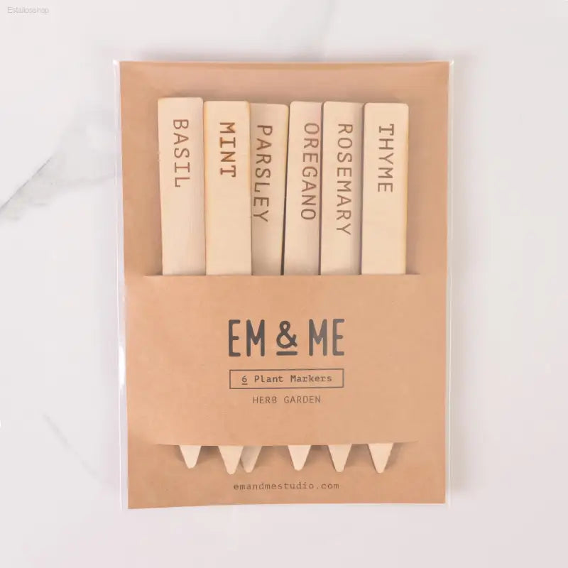π± Stylish Organization β Set of 6 Wood Plant Markers | Perfect for Herb and Vegetable Gardens Em & Me Studio EstaliosShop 14.00