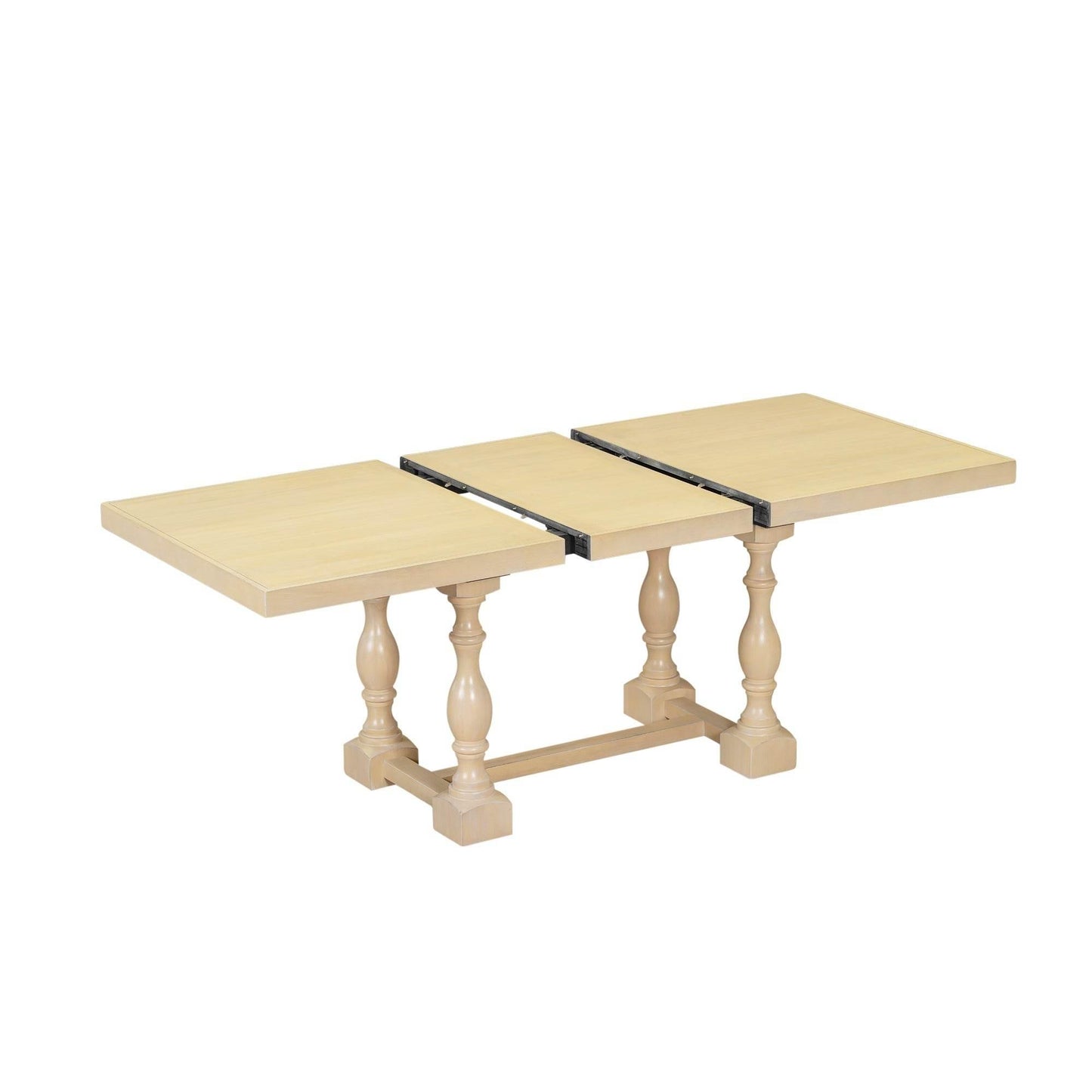 Stylish Wooden Dining Set with Pedestal and Trestle Table - Estalios