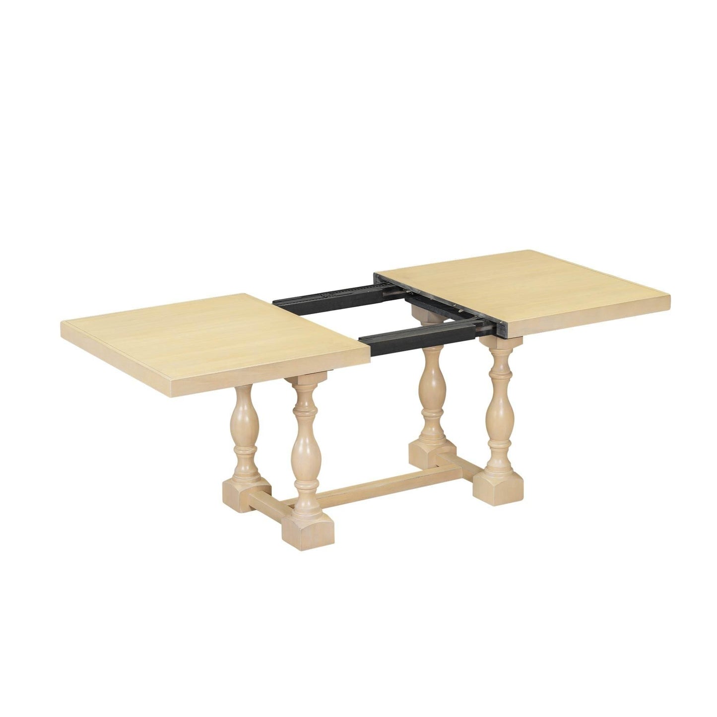 Stylish Wooden Dining Set with Pedestal and Trestle Table - Estalios