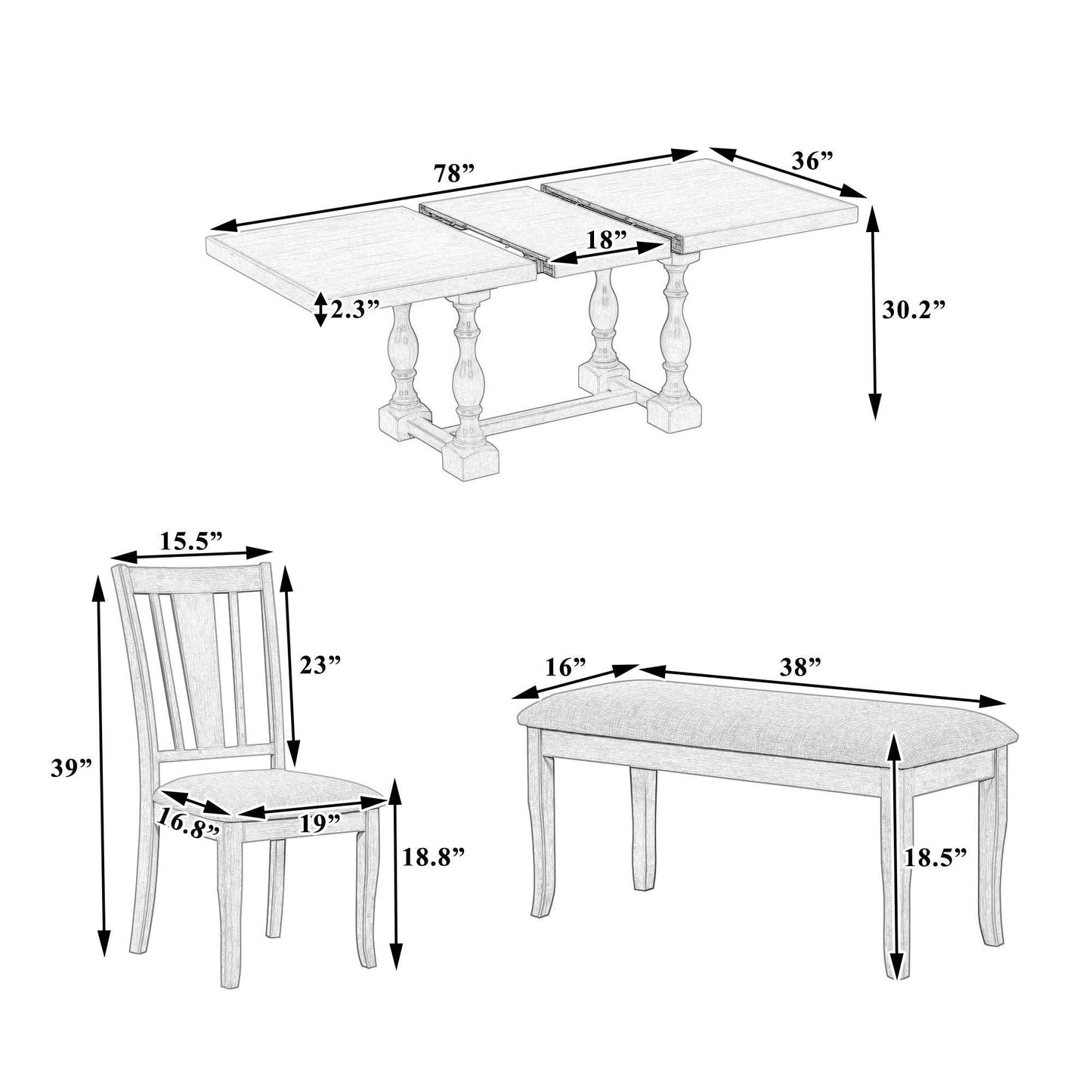 Stylish Wooden Dining Set with Pedestal and Trestle Table - Estalios
