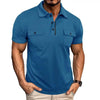 Summer Lapel Button Polo Shirt With Pockets For Men - Estalios