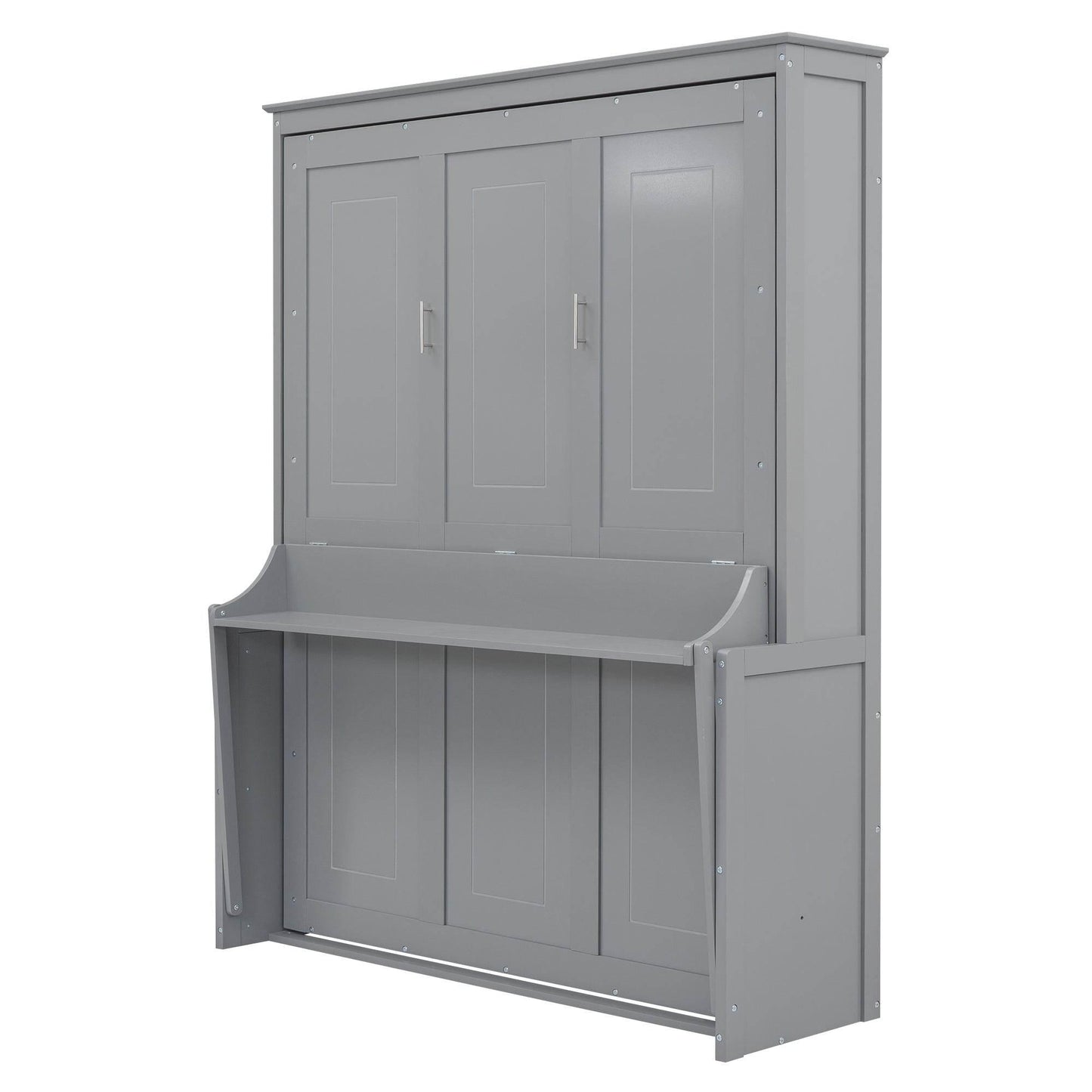 Super Cool Gray Kids Murphy Bed and Wall Cabinet Combo - Estalios