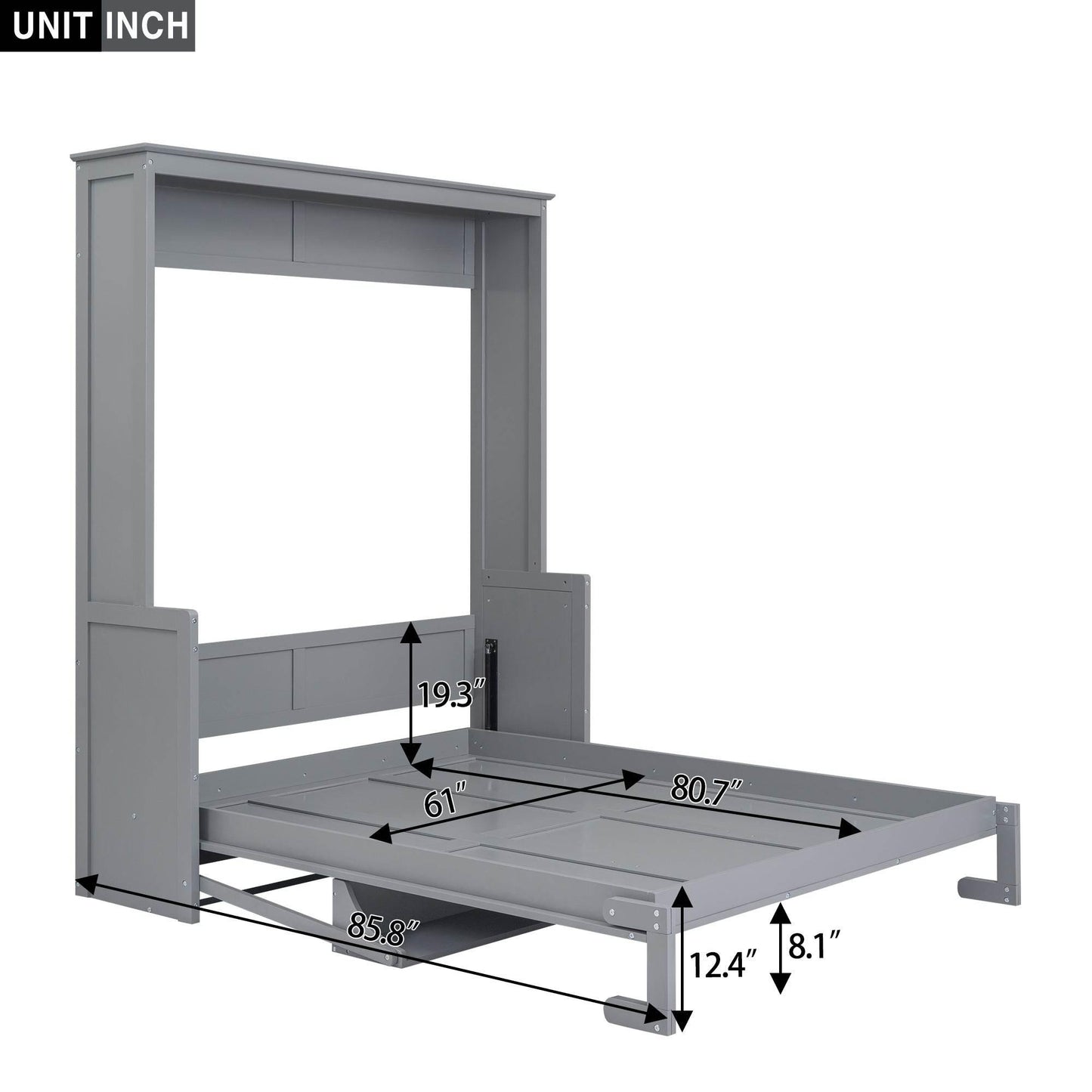 Super Cool Gray Kids Murphy Bed and Wall Cabinet Combo - Estalios