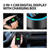 Car digital display with charging box.