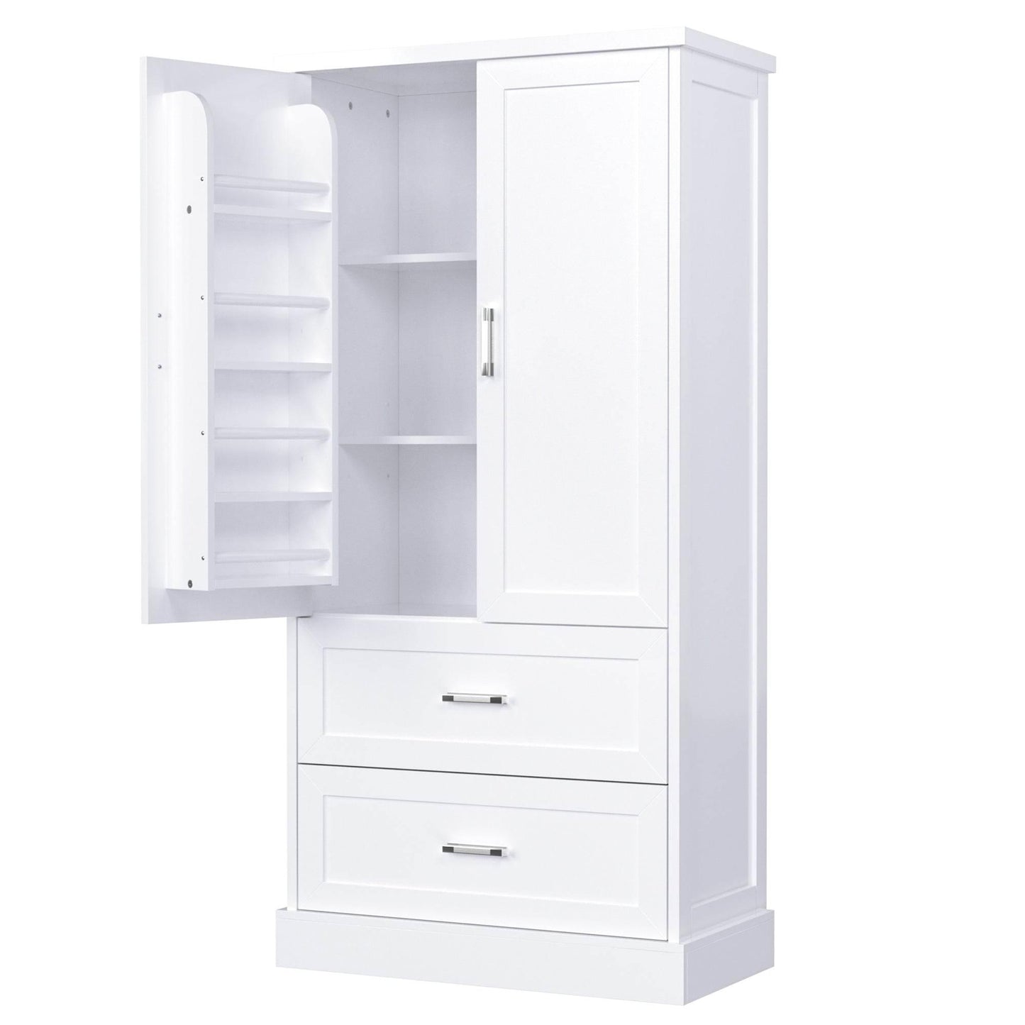 Tall Bathroom Storage Cabinet with Adjustable Shelf and Drawers - Estalios