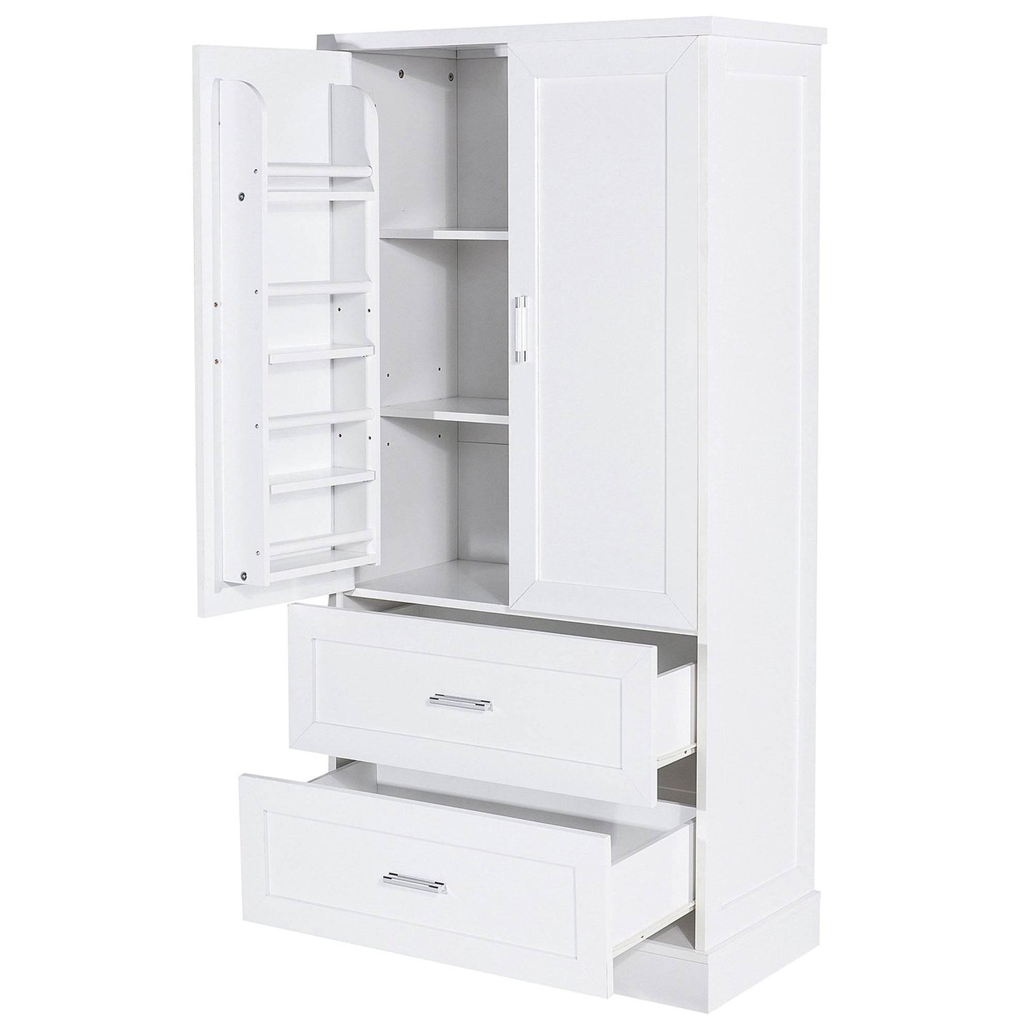 Tall Bathroom Storage Cabinet with Adjustable Shelf and Drawers - Estalios