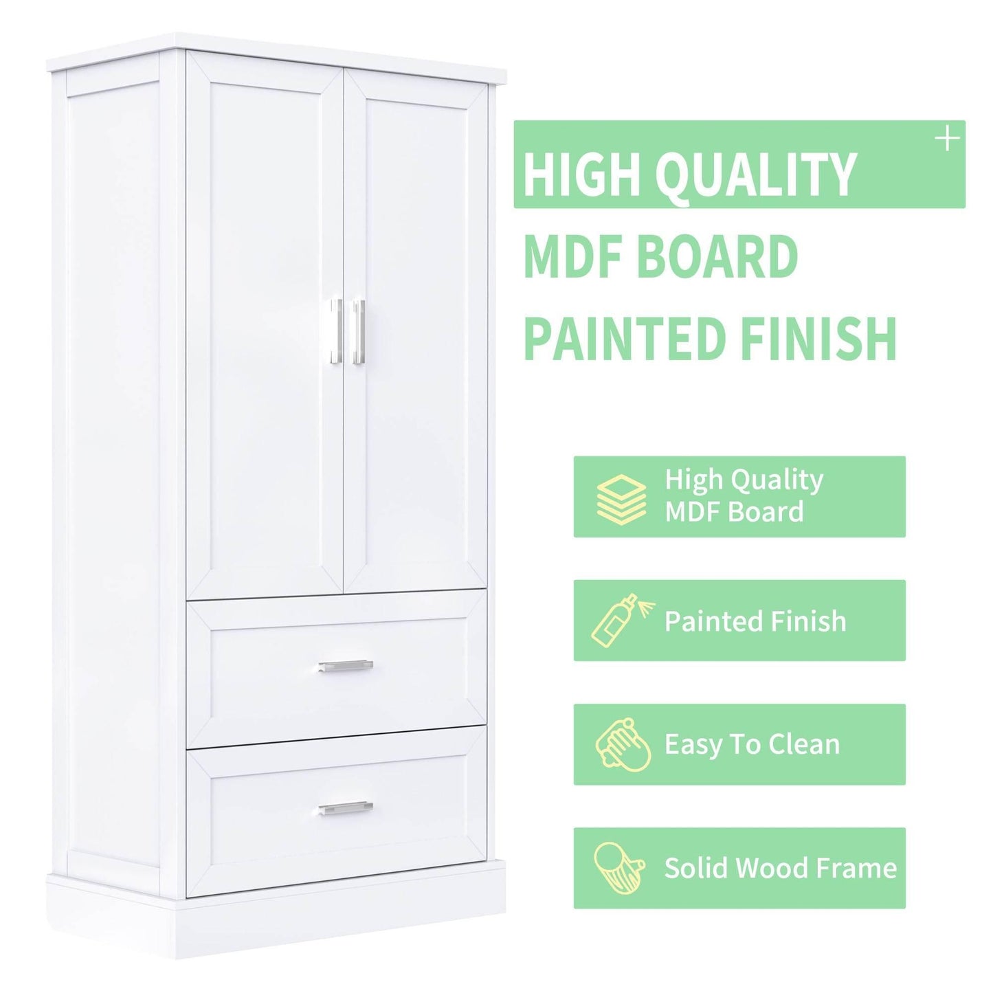 Tall Bathroom Storage Cabinet with Adjustable Shelf and Drawers - Estalios