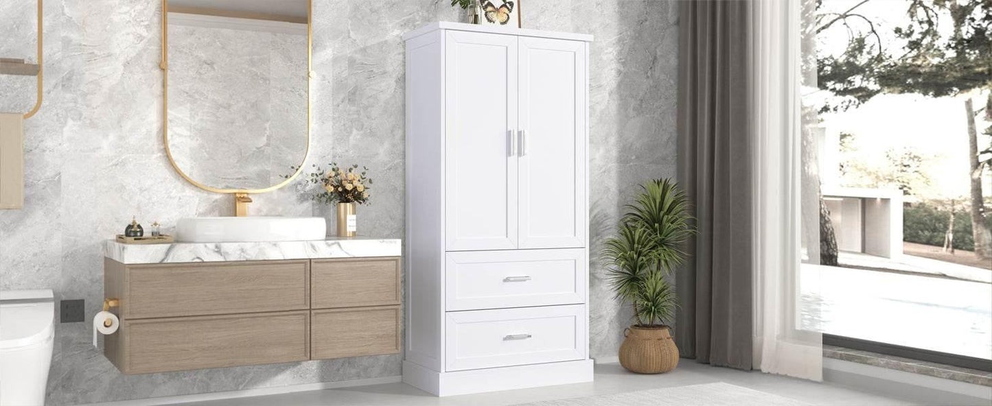 Tall Bathroom Storage Cabinet with Adjustable Shelf and Drawers - Estalios