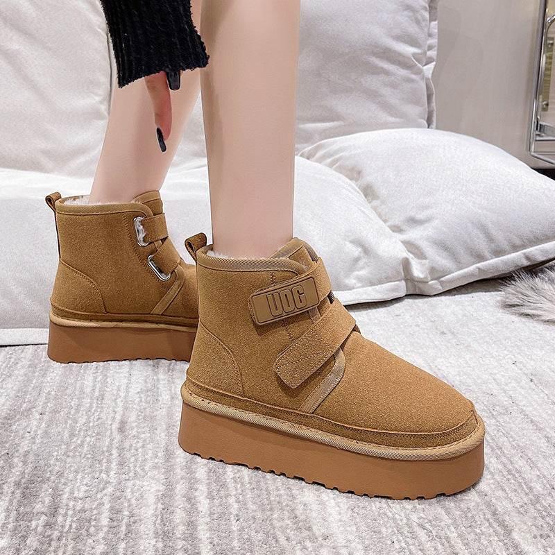 Thick Soled Fur Integrated Snow Boots for Women - Estalios