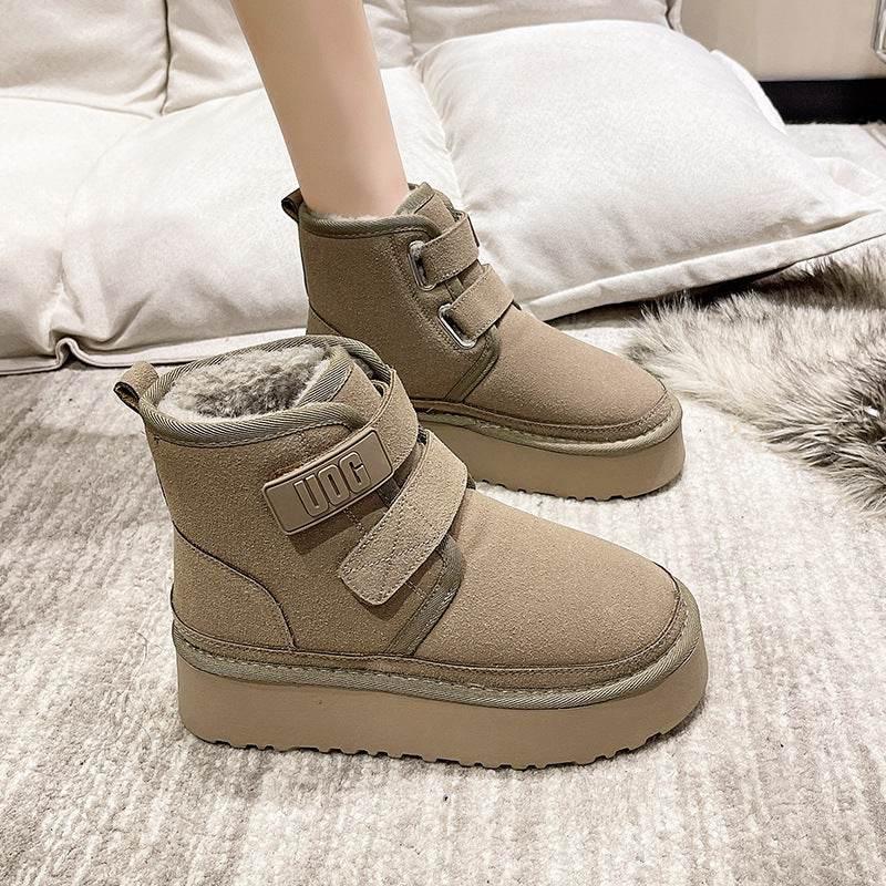 Thick Soled Fur Integrated Snow Boots for Women - Estalios
