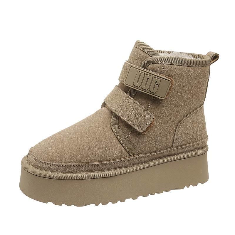 Thick Soled Fur Integrated Snow Boots for Women - Estalios