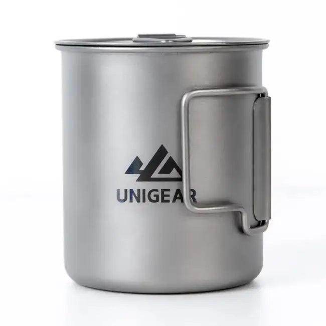 High Temp Resistant Titanium Camping Cup with Folding Handle - Estalios