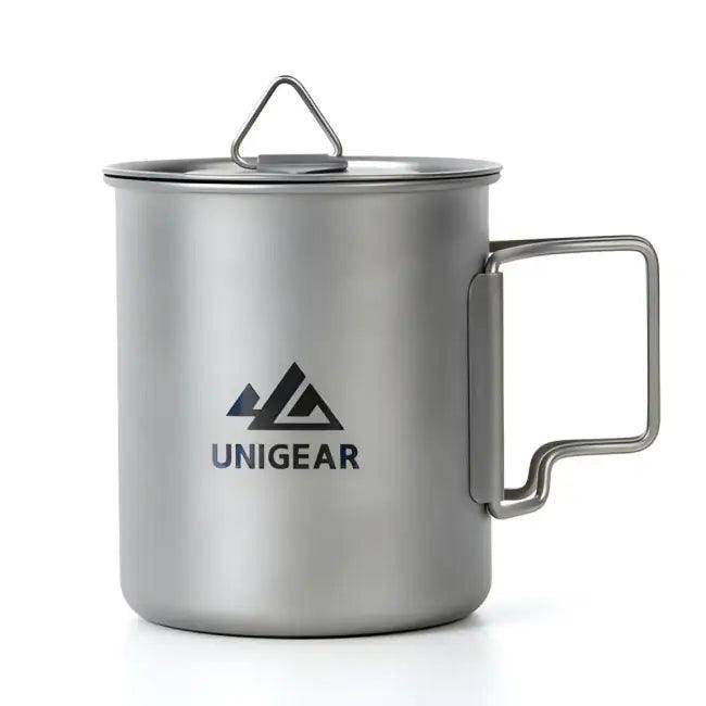 High Temp Resistant Titanium Camping Cup with Folding Handle - Estalios
