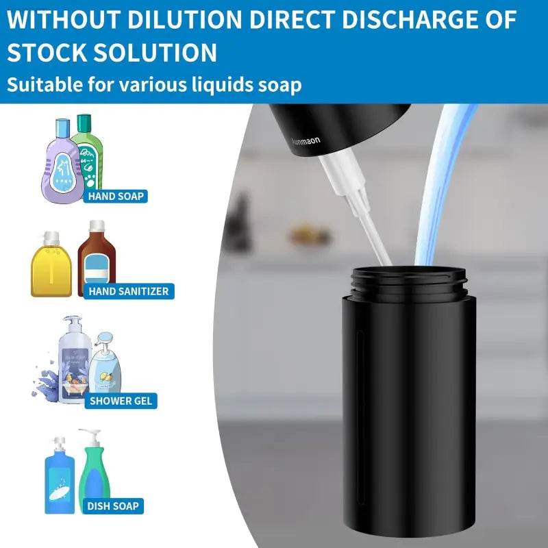 Touchless Automatic Soap Dispenser - Modern Hands-Free Design for Kitchen & Bathroom, Adjustable Volume, Long Battery Life, Clog-Free, Perfect for Kids, Compatible with All Soap Types - Sleek Black Finish - Estalios