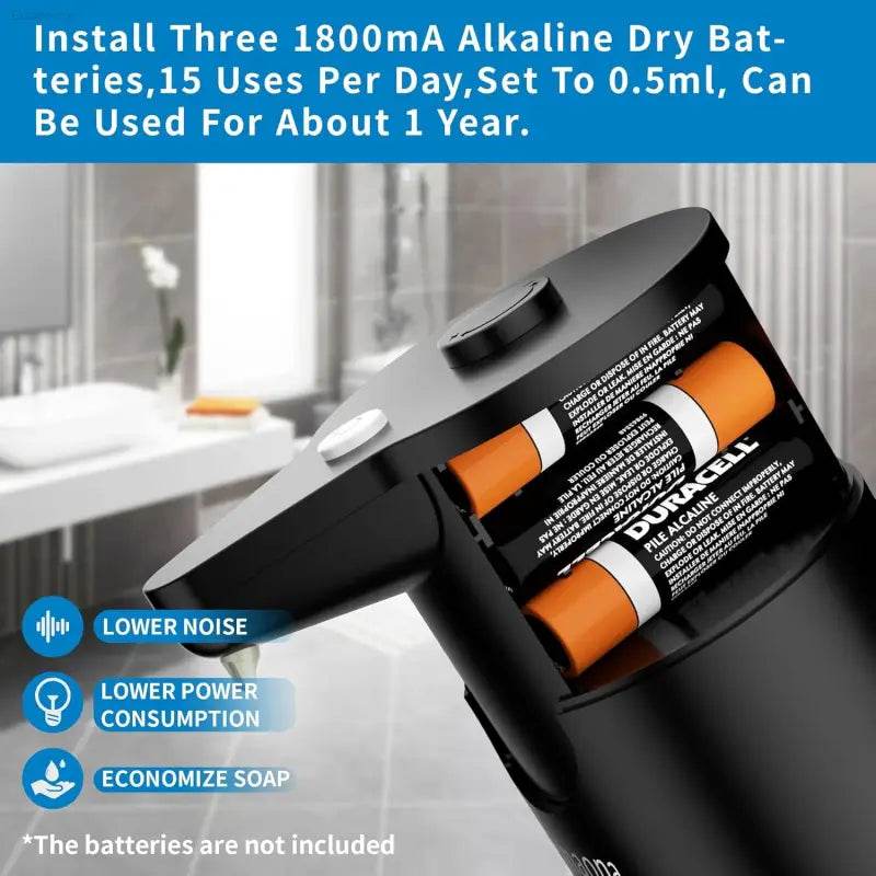 Touchless Automatic Soap Dispenser - Modern Hands-Free Design for Kitchen & Bathroom, Adjustable Volume, Long Battery Life, Clog-Free, Perfect for Kids, Compatible with All Soap Types - Sleek Black Finish - Estalios