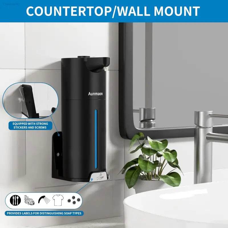 Touchless Automatic Soap Dispenser - Modern Hands-Free Design for Kitchen & Bathroom, Adjustable Volume, Long Battery Life, Clog-Free, Perfect for Kids, Compatible with All Soap Types - Sleek Black Finish - Estalios