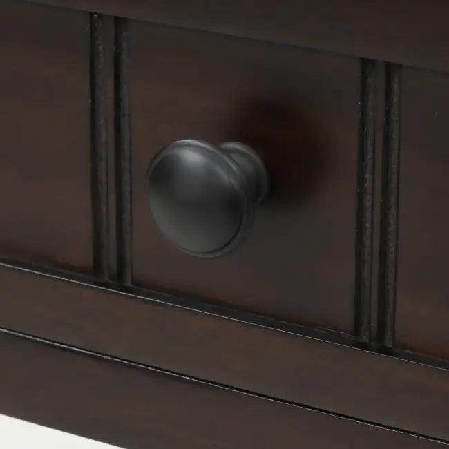 Bold Dark Wood Console Table with Chic Storage Solutions - Estalios