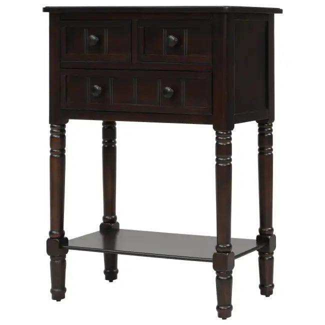 Bold Dark Wood Console Table with Chic Storage Solutions - Estalios