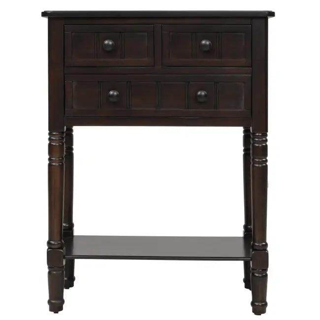 Bold Dark Wood Console Table with Chic Storage Solutions - Estalios