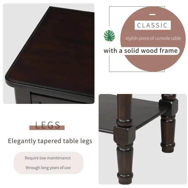 Bold Dark Wood Console Table with Chic Storage Solutions - Estalios