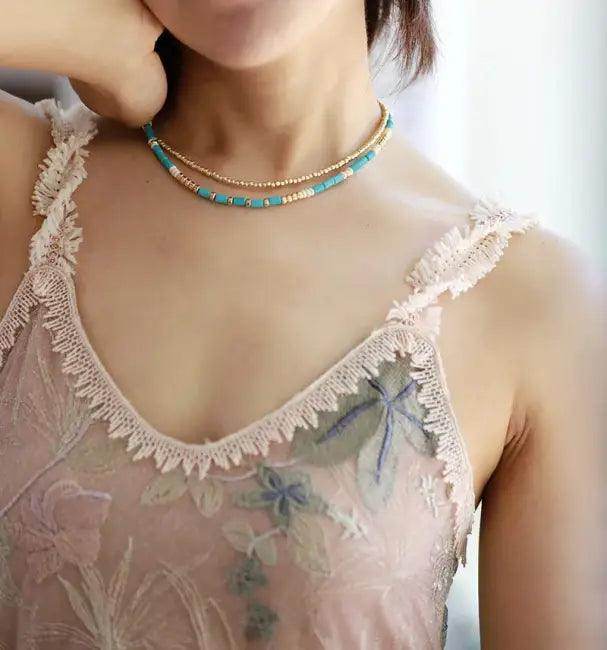 Vibrant Layered Turquoise Gold Necklace for Stylish Elegance - Estalios