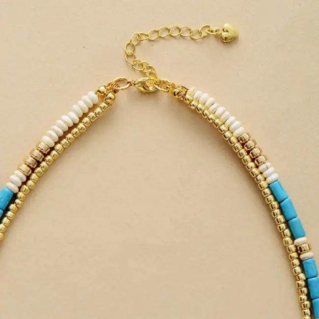 Vibrant Layered Turquoise Gold Necklace for Stylish Elegance - Estalios