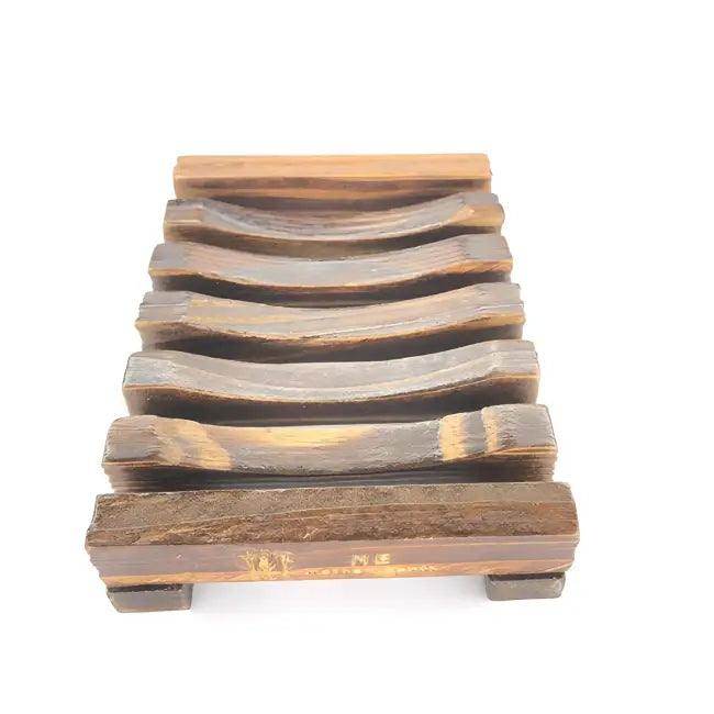Stylish Wooden Soap Dish with Curved Slats Design - Estalios