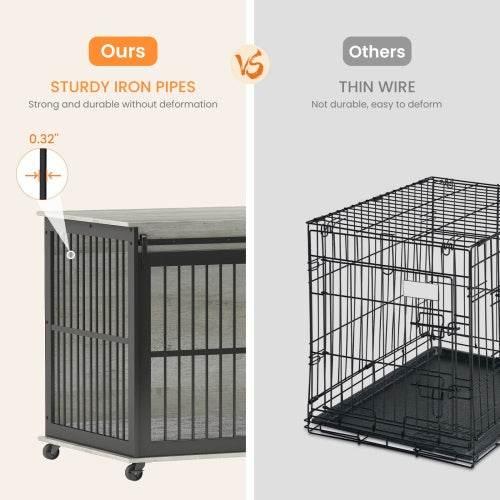 Ultimate Bite-Proof Metal Dog Crate with Stylish End Table - Estalios