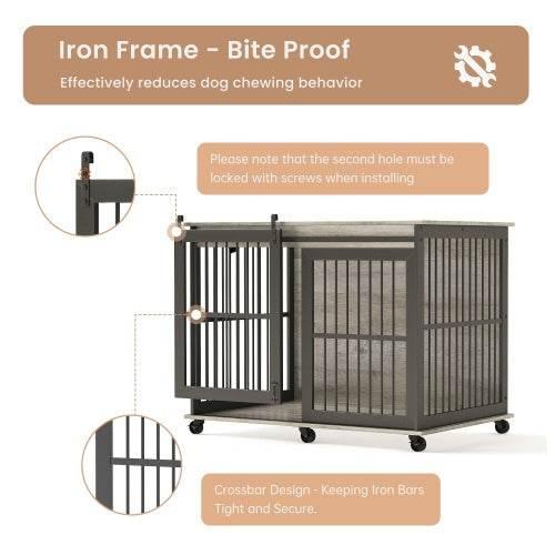 Ultimate Bite-Proof Metal Dog Crate with Stylish End Table - Estalios