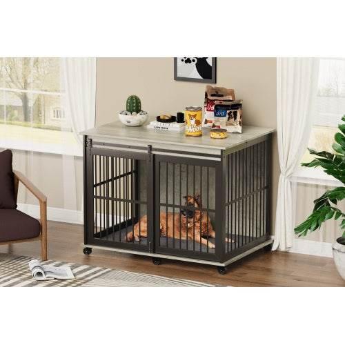 Ultimate Bite-Proof Metal Dog Crate with Stylish End Table - Estalios